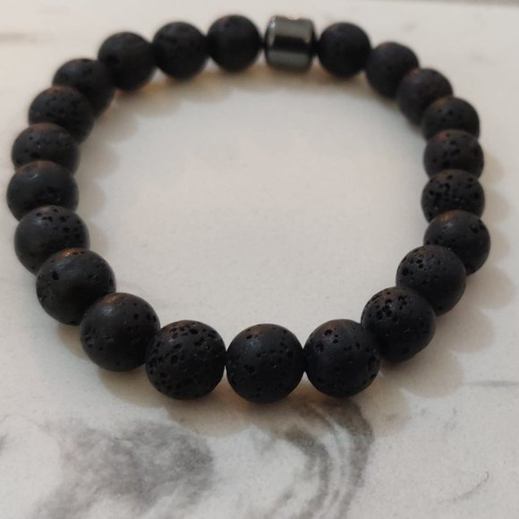 Volcanic rock lava stone bracelet - Picture 2 of 6